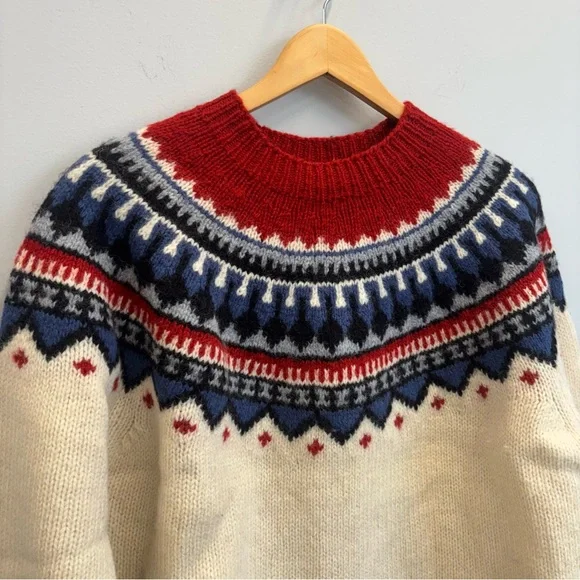 Vintage Eddie Bauer Medium Sweater Wool Fair Isle - Picture 5 of 13